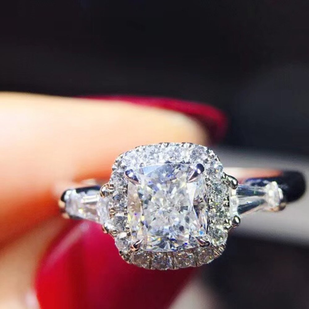 😍925 Sterling Silver Plated Engagement Dainty Wedding Ring for Women, K965